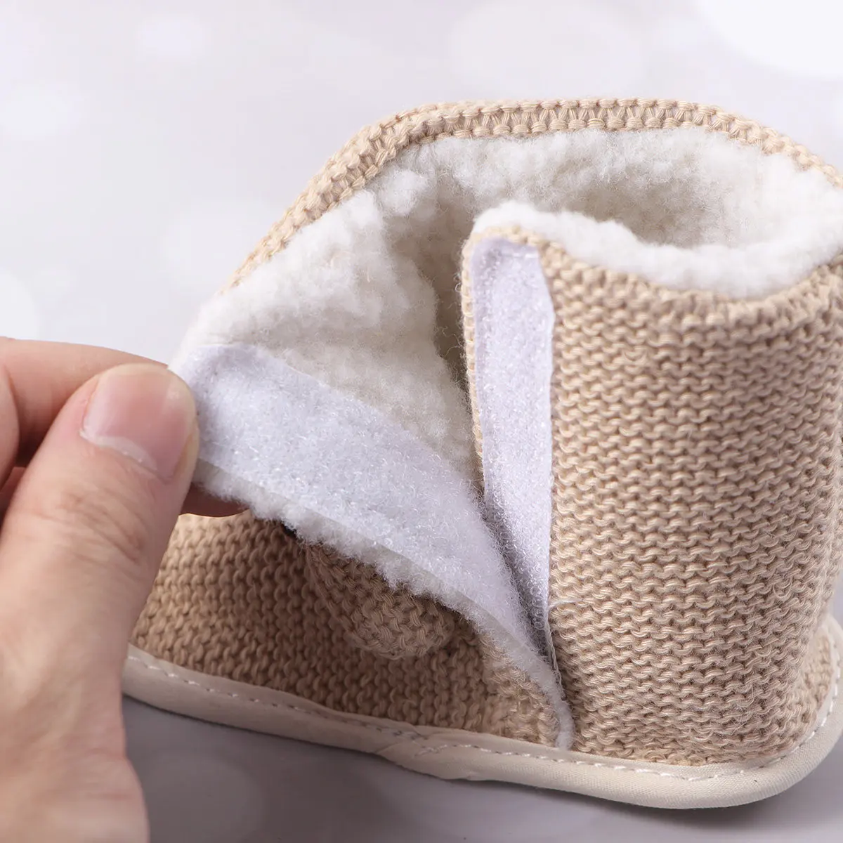 Christmas Elk Pattern Baby Cotton Boots Soft Warm Non- Winter Shoes for Infants 0-12 Months Size 1 Beige 13Cm Baby