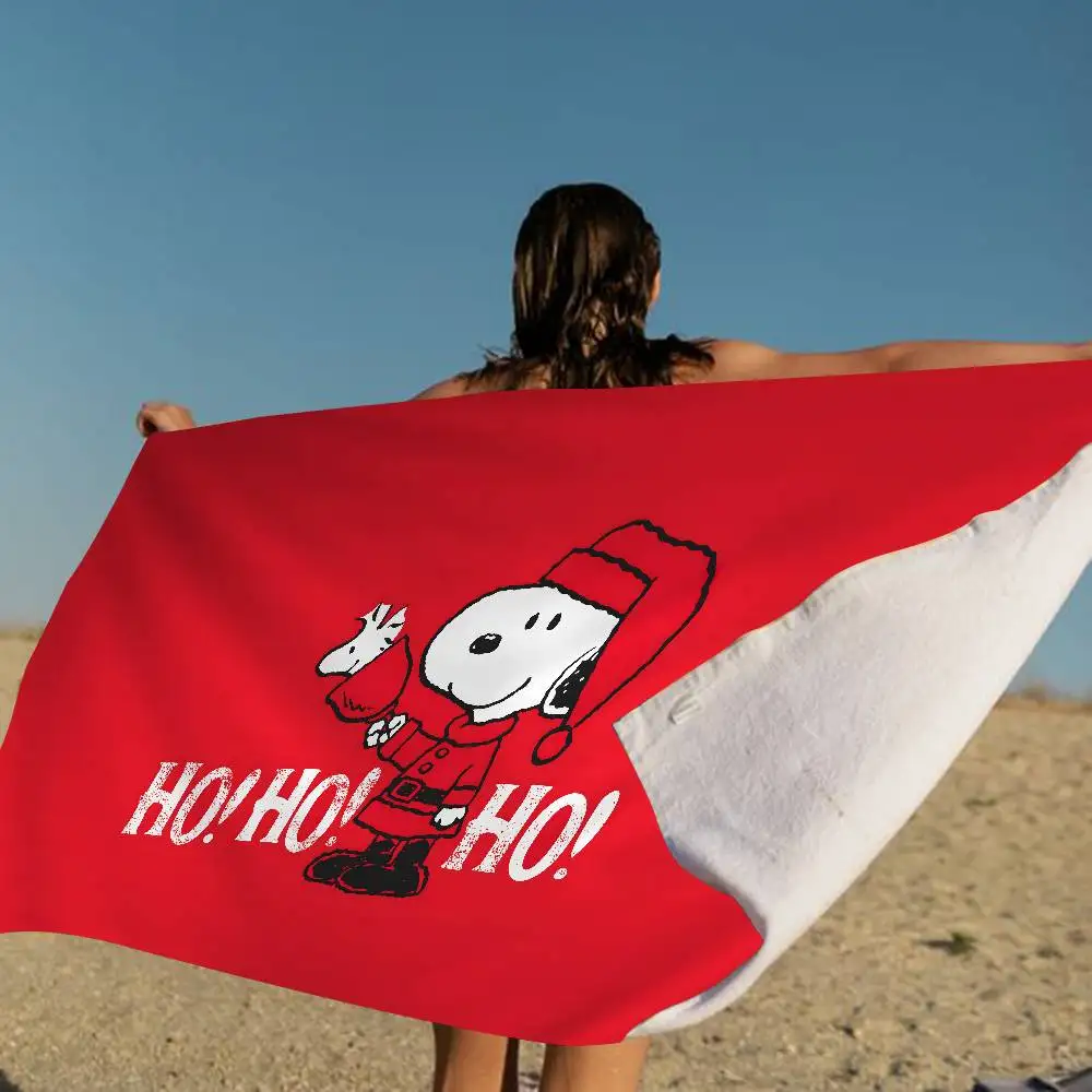 S-Snoopy Cartoon Microfiber Blanket Quick Drying Beach Towels Oversized Printing Super Absorbent Pool Towel Blanket