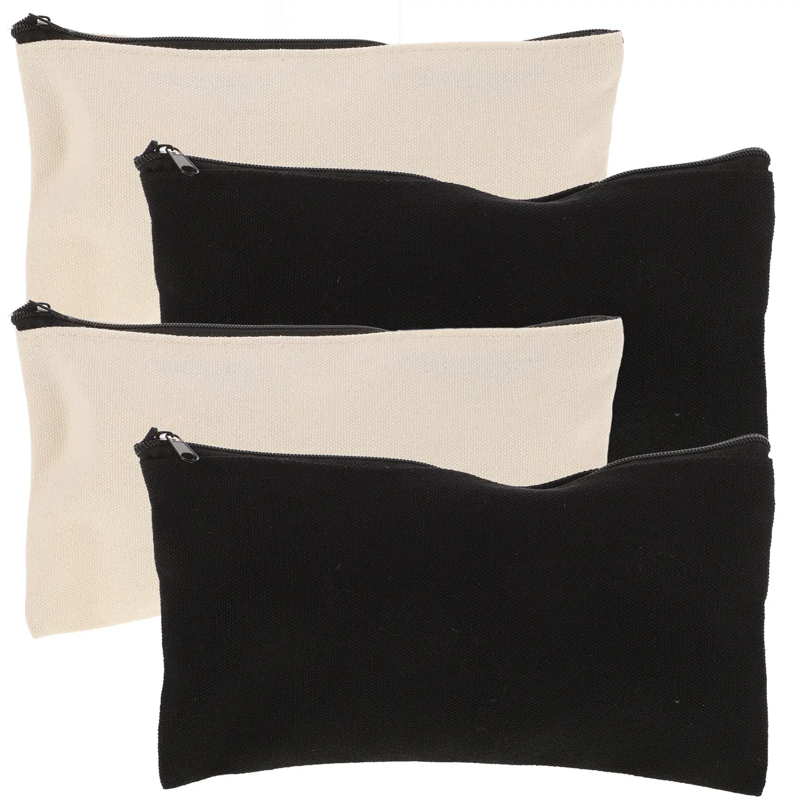 

4Pcs Canvas Zipper Storage Bags Portable Multi-Function Pencil Case Pen Pouch School Stationery Organizer Canvas Zipper Pouch