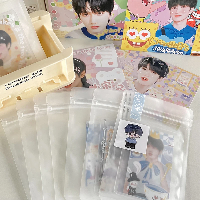 10PCS Clear Zip Lock Plastic Card Package Bags Food Storage Bag Kitchen Package Bag Kpop Card Packaging Bag