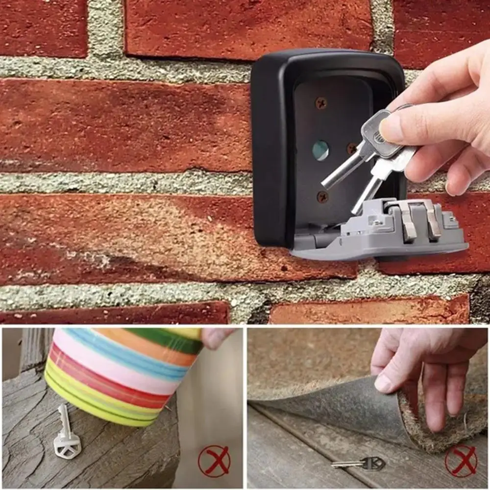 Wall Mounted Key Lock Box Key Safe Box Weatherproof 4 Digit Combination Key Storage Security Lock Box Key Safe Box