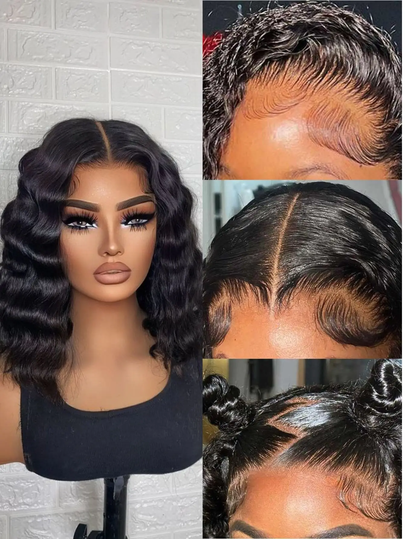 13x4 HDレースクロージャーウィッグ　巻き毛ウィッグ　装着簡単　人毛ウィッグ　13x4クロージャーディープウェーブウィッグ　ウォーターウェーブ人毛ウィッグ　密度250%