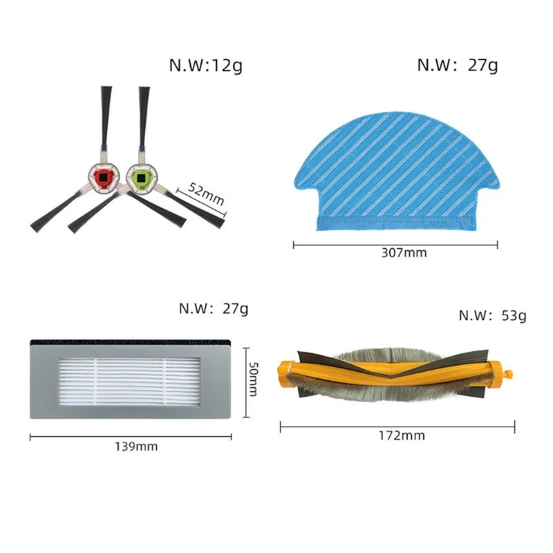 Hepa Filter Mop Cloth para aspirador robótico, Ecovacs Deebot Ozmo 600 601 605 DD35 DD56 DD33 DD37, Peças