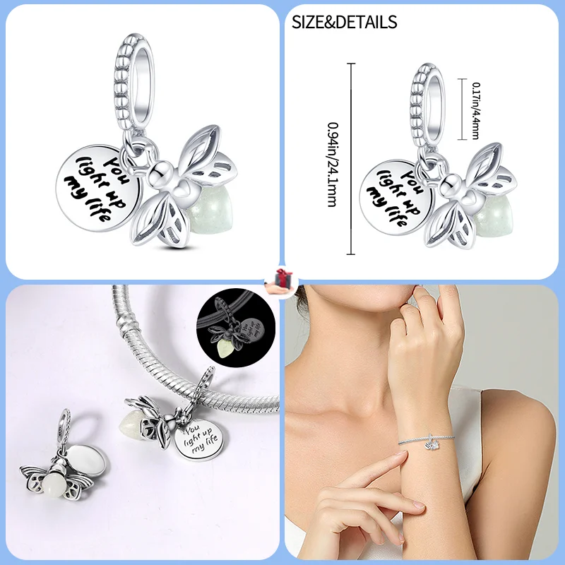 Cuentas de plata de ley 925 con forma de tiburón, Charm para pulseras Pandora originales, joyería DIY