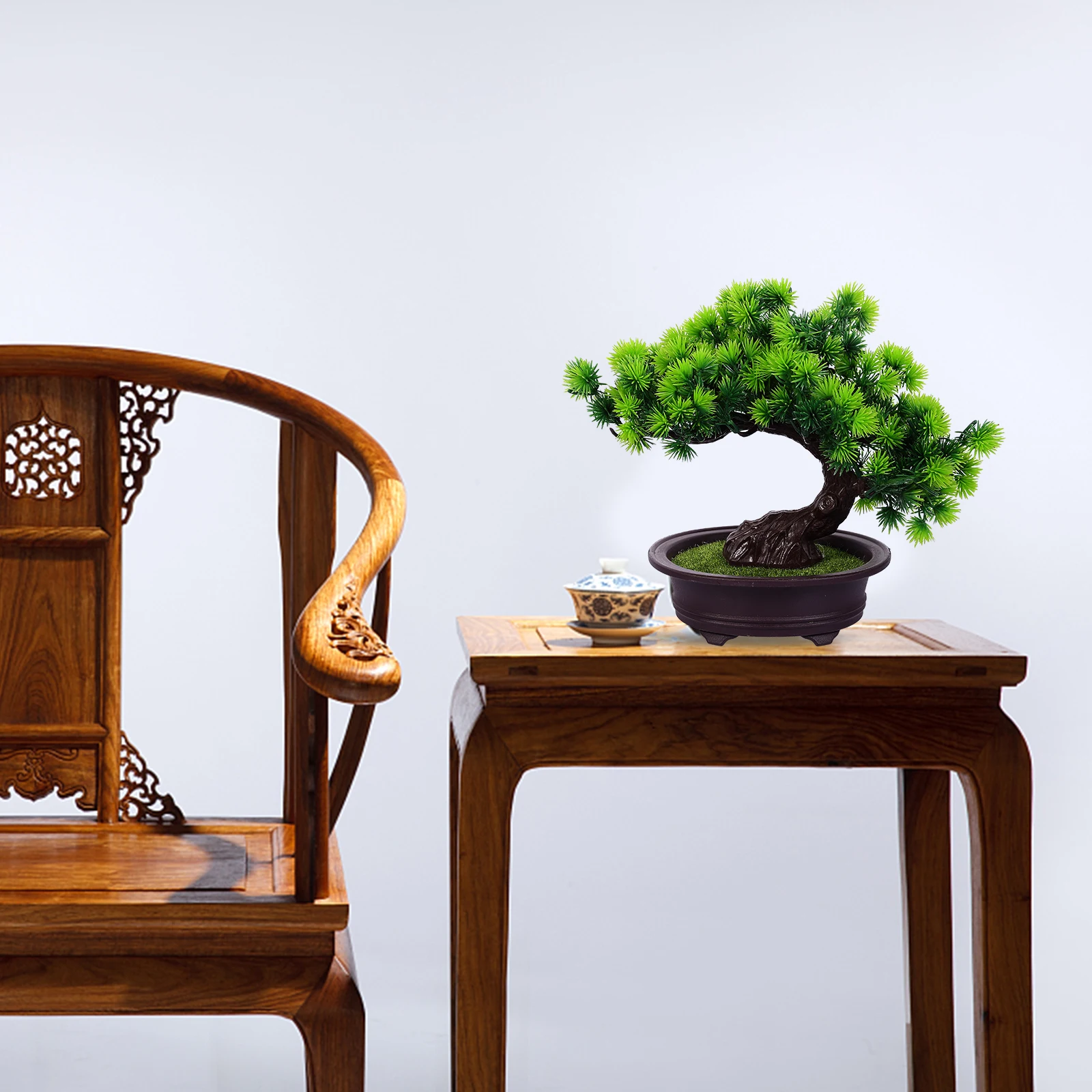 

Artificial Pine Bonsai Ornament Simulation Potted Plant Plastic Decoration Realistic Fake Plant Home Office Decor