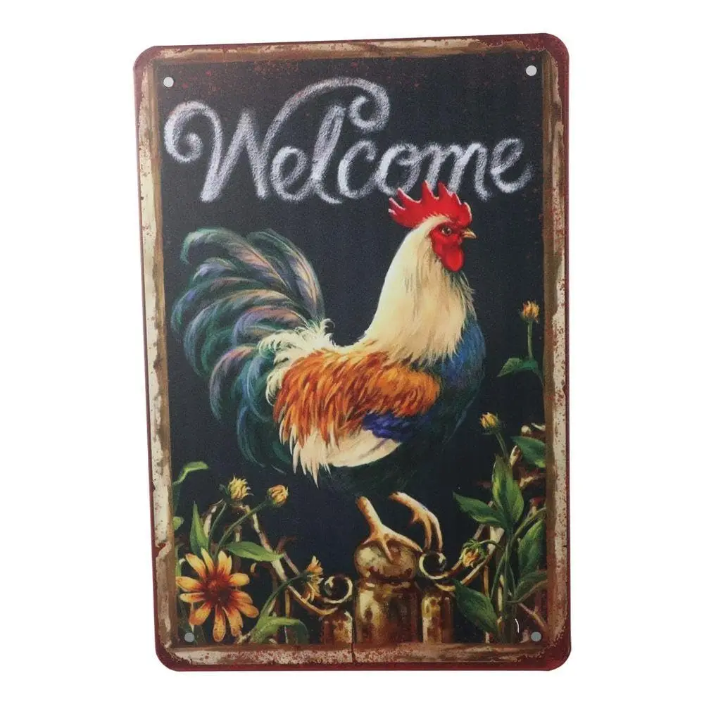 gifthub Funny Chickens Themed Vintage Metal Tin Signs Plaque,Wall Posters for Farmhouse Decor,12×8 Inch(C)