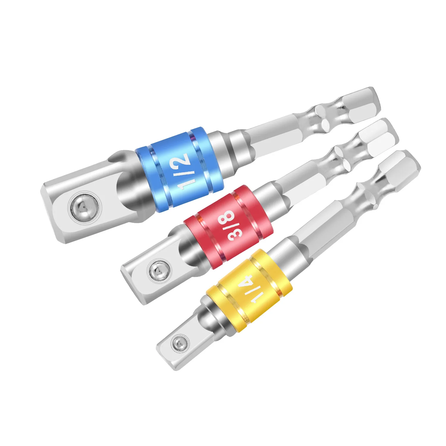 1pc/3pcs Drill Socket Adapter Impact Drill Extension Drill Bits Bar Socket Adapter 1/4 3/8 1/2 Size Hex Shank Square Head Bits