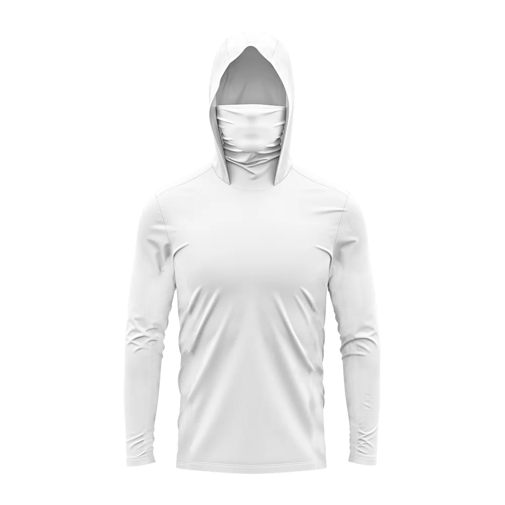 Men UPF50+ Solid Fishing Hoodie Built‑in Face Mask Lightweight Long‑Sleeve Quick Dry Hiking Boating Shirts Multi‑Colors view 5
