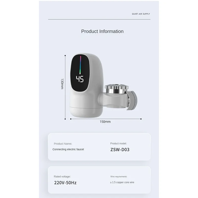 Torneira elétrica instantânea do aquecedor da água quente, indicação digital, plugue da UE, torneira do aquecimento, aquecedor de água para o banheiro, 3000W