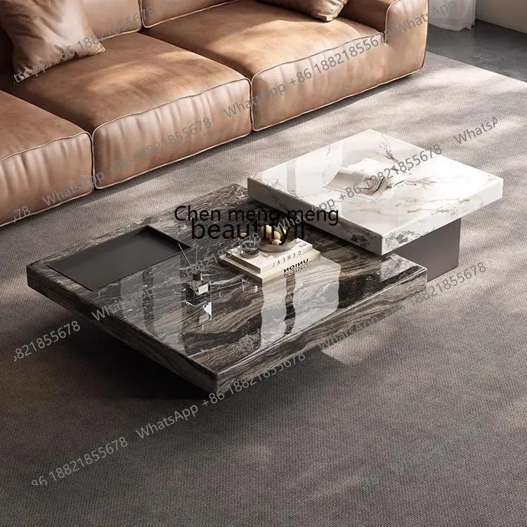 

E153 Marble Coffee Table Square Vintage Italian Minimalist Light Luxury Style High-end Living Room Set