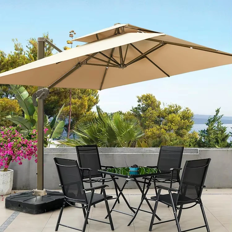 

*Outdoor Garden Leisure Set Courtyard Table Chair Big Roman Umbrella for Milk Tea Coffee Shop Open-Air-Combination Sunshade
