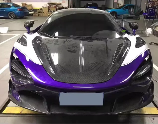 For McLaren 720S 2017-2022 Real Carbon Fiber Bumper Front Lip Hood Rear Trunk Diffuser Spoiler Side Skirts Fender Vent Body Kit