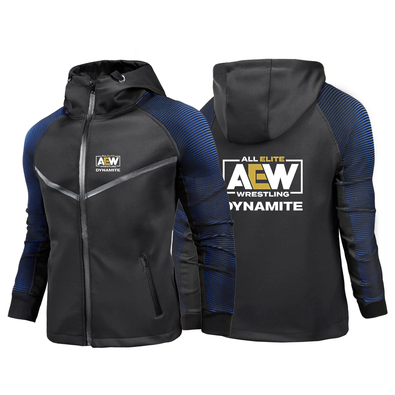 2024 Spring Autumn Men's All Elite AEW Wrestling AEW Logo Print Hooded Zip Sports Slim Comfortable Breathable Casual Racing Suit