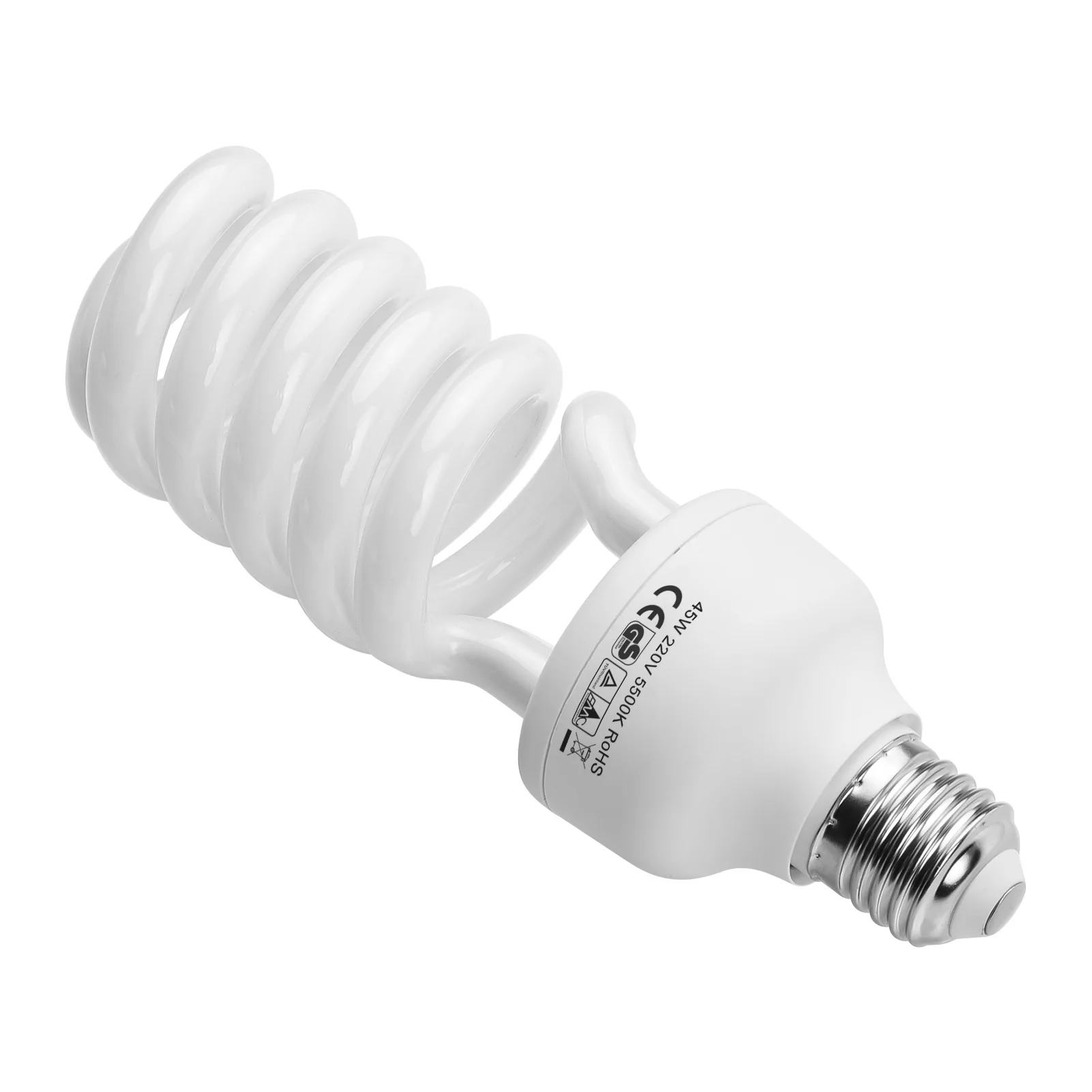 45W Spiral Fluorescent Light Bulb 5500K Daylight E27 Socket Energy Saving for Studio Photography Video Lighting 220V/ 110V