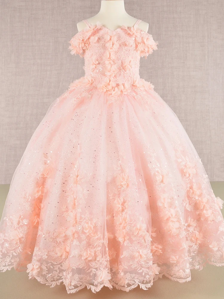 

Flower Girl Dresses Pink Flory Appliques Sleeveless For Wedding Birthday Party Banquet Princess Gowns