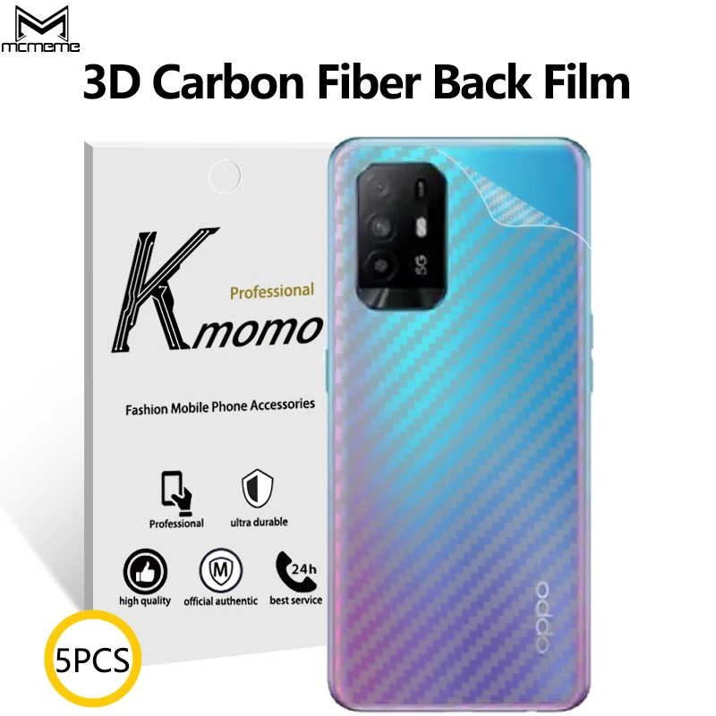 For OPPO A95 A74 A53 A73 A72 A60 A58 A77 A57 A77 A56 A55 A54 5G 4G 3D 5Pcs Carbon Fiber Anti-Fingerprints Back Film Protector