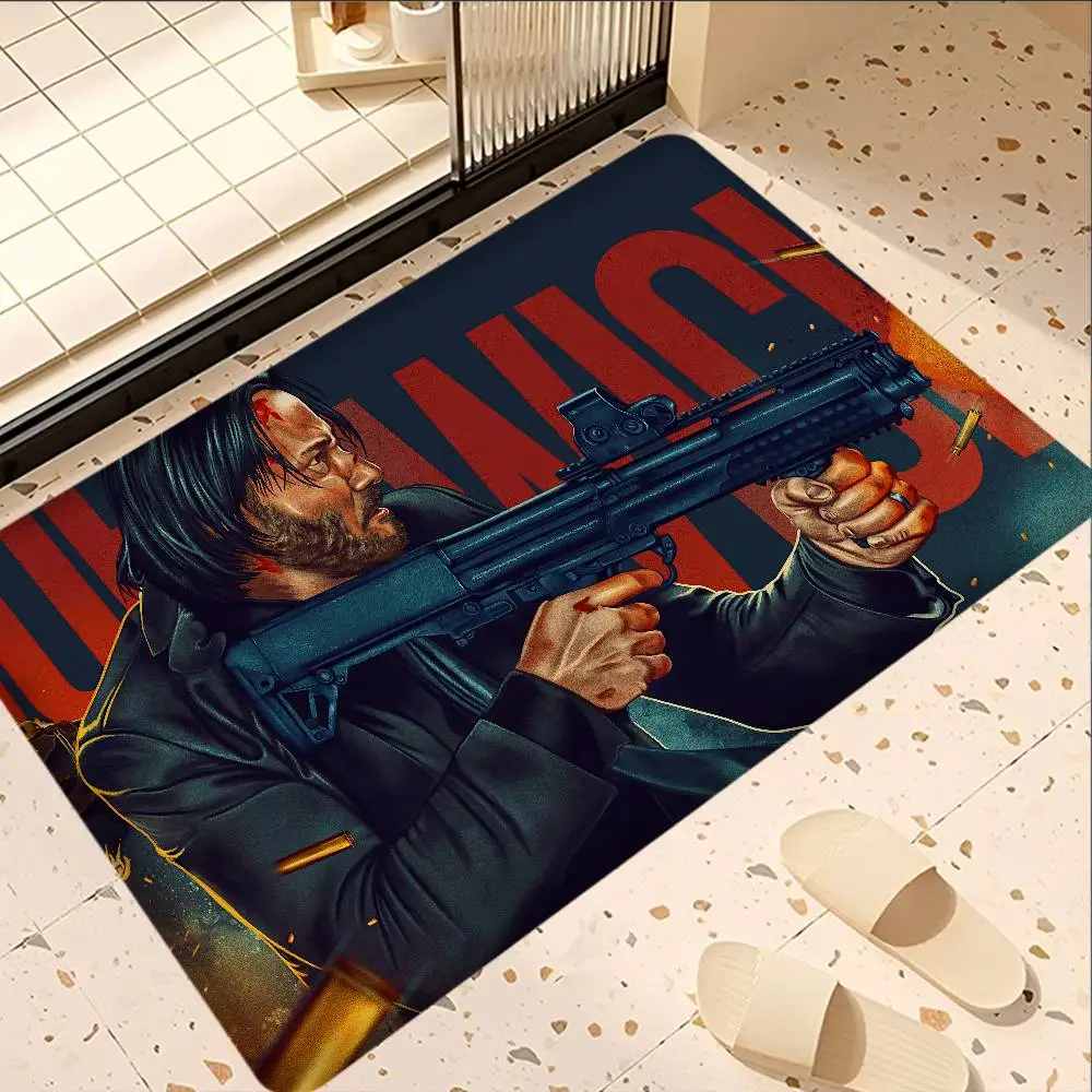 Action Movie J-John W-Wick Bathroom Mat Kids Room Bedroom Decoration Balcony Anti-Slip Doormat Living Room Welcome Rug