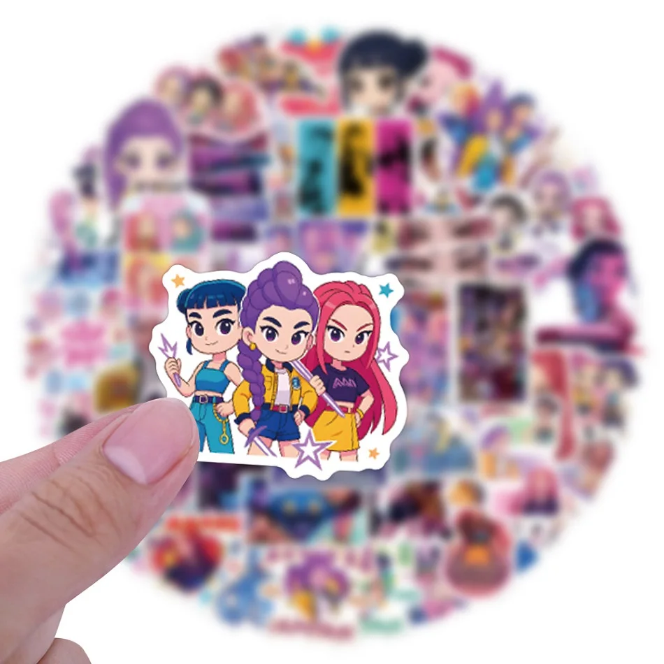 55-110Pcs Kpop Demon Hunters Stickers Cartoon Anime Sticker Huntrix Decorative Stickers For Scrapbook Notebook Aesthetic Sticker