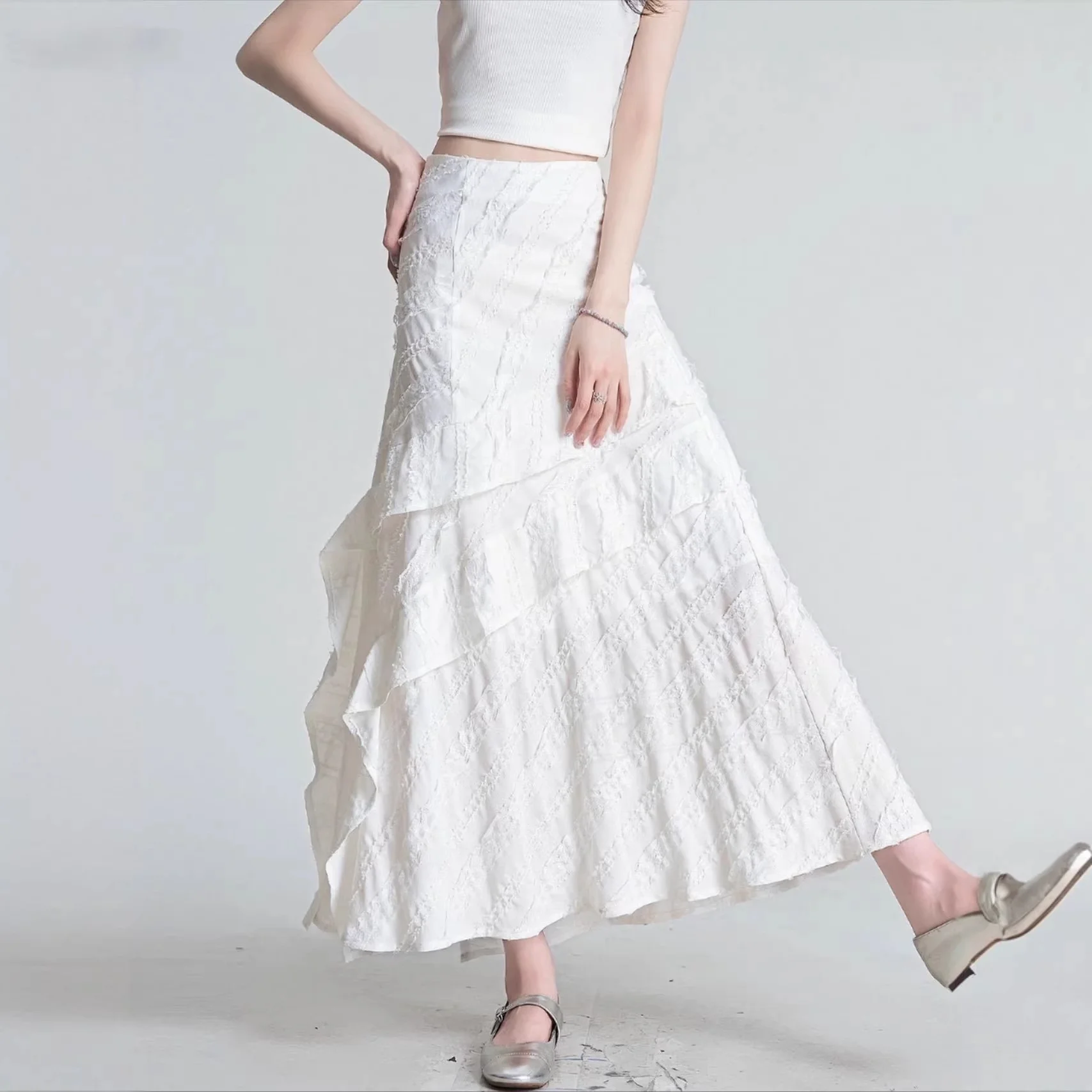 TFETTERS 2026 Spring and Summer Sweet Women Midi Ball Gown Skirt Floral Colorblock Stretch Polyester Skirt for Women Party