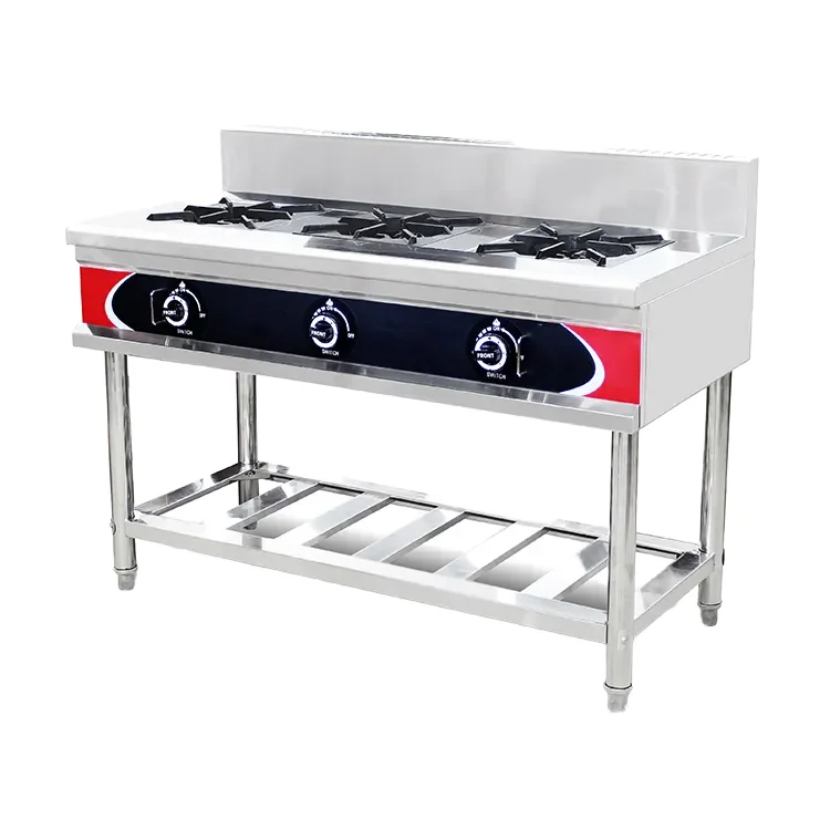 

Restaurant commercial 3 burners floor-to-ceiling stainless steel gas stove