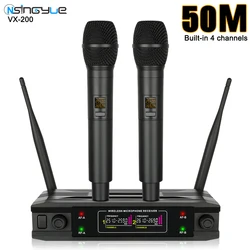 VHF Wireless Microphone System with Dual Handheld Mic Have XLR Interface for Home Karaoke Wedding Conference Speech