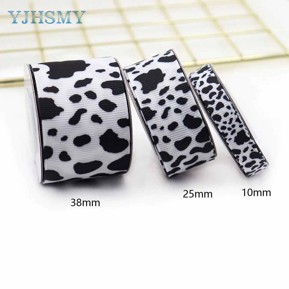 Cow Print Ribbon Grosgrain Cow Ribbon Cow Spot Pattern Wrapping Ribbon Dairy for Wreath Bow DIY Crafts Party Decorations