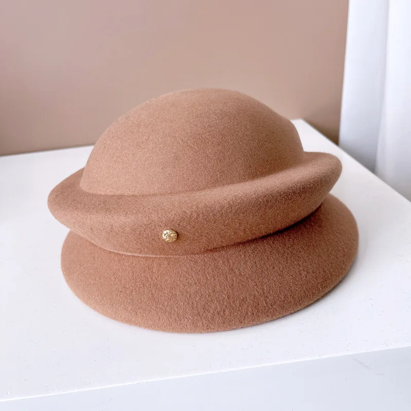 Boutique Australian wool beret High quality handcrafted three-mold Painter\'s hat Elegant fashion ladies dinner top hat