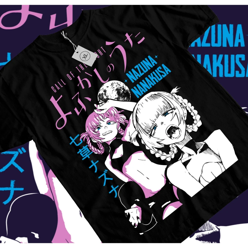 Anime Call of The Night Nazuna Nanakusa Print T-shirt Yofukashi No Uta Oversized Casual Soft Cotton Streetwear Short Sleeve Tops