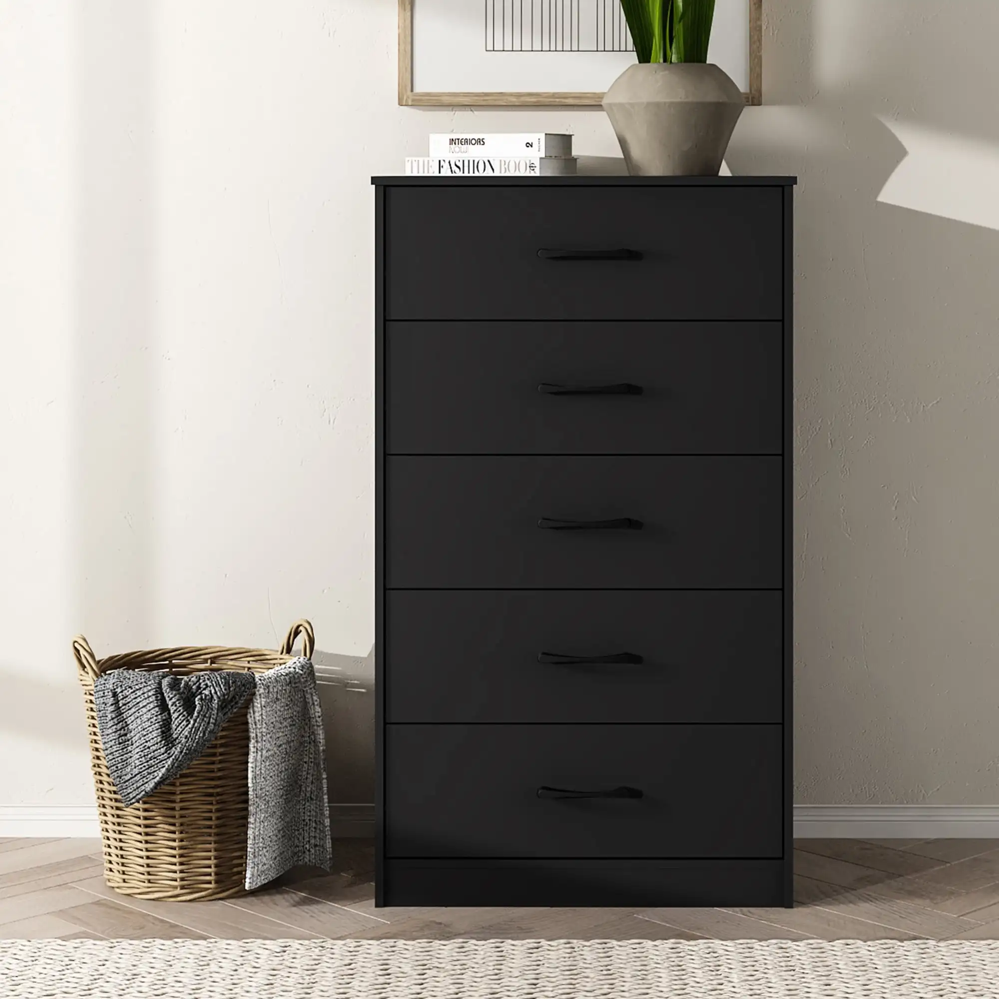 

NEW 5 Drawer Dresser Black Vanity Table with Drawers Bedroom Furniture Dressers for Bedroom