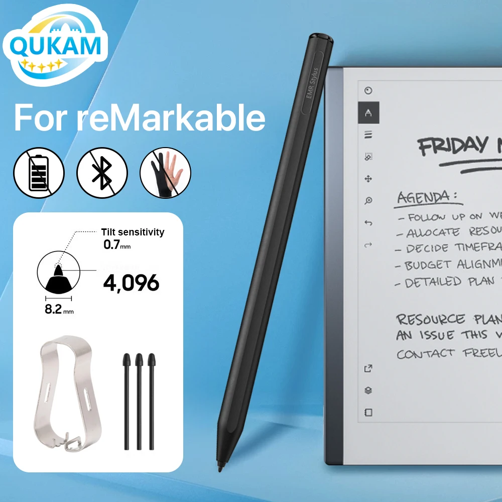 

For ReMarkable 2 Magnetic Pencil With Eraser 4096 EMR Pen Stylus Digital Pen Sensitivity Palm Rejection Pen And Tilt Tablet Pen