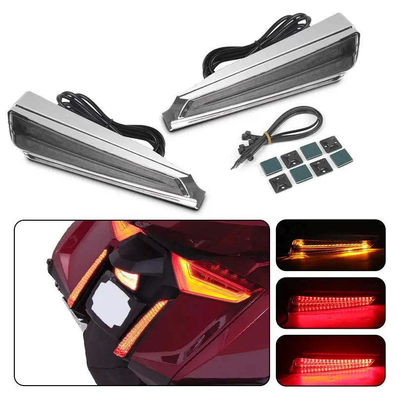 

Хромированная седельная сумка для мотоцикла, акцентный светодиодный светильник, лампа для седельной сумки, светодиодная наполнительная панель, освещение для Honda Goldwing GL1800 2018-2024