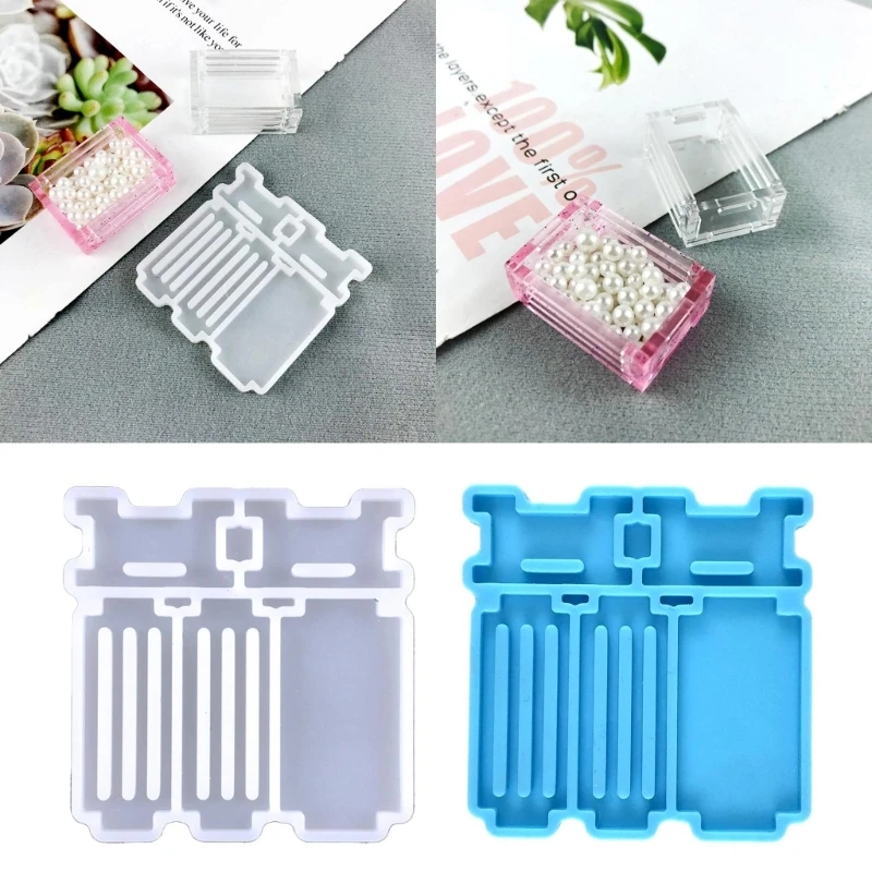 41QC Hình Học Nối Hộp Bảo Quản Hộp Đựng Nhựa Khuôn Hộp Lưu Trữ Khuôn Silicon Cho DIY Nhựa Dính Tổ Chức Trang Trí Nhà