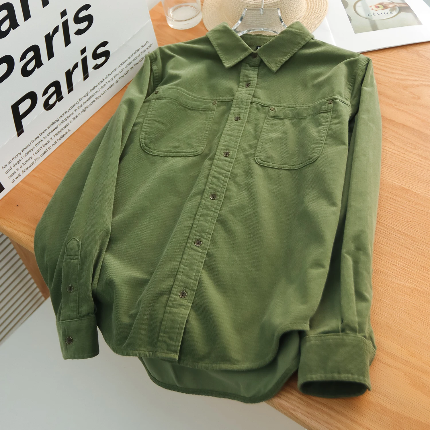 

Women’s Corduroy Button‑Down Shirt — 100% Cotton Relaxed Fit with Patch Pockets