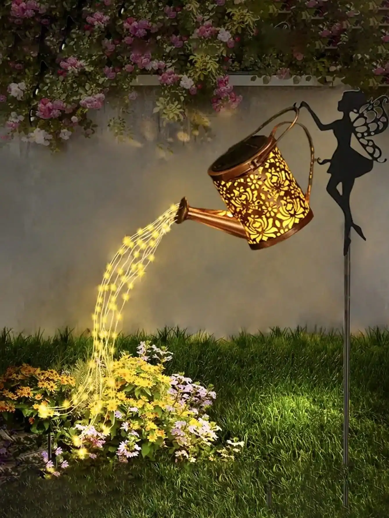 1/2 قطعة أضواء سقاية الجنية الشمسية: 36 LED، مستشعر الضوء، ديكور حديقة معدني خارجي (بدون جهاز تحكم عن بعد) #1