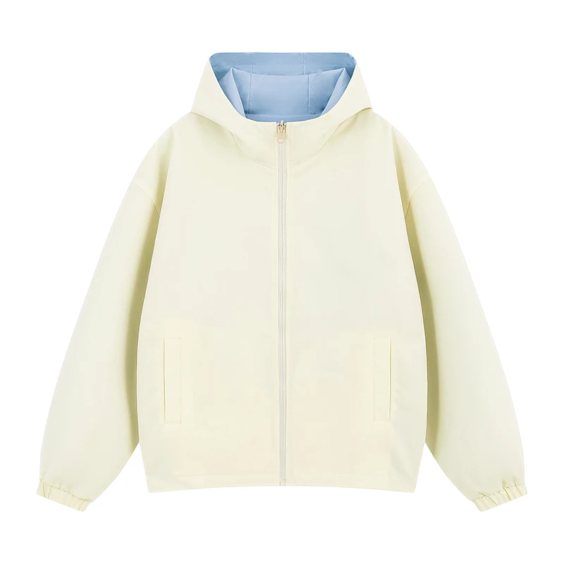 Womens Hooded Reversible Jackets 2025 Windbreaker Women Jackets Basic Coats Zipper Fashion Lightweight Jackets Famale Outerwears