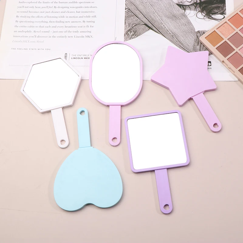 Macaron Color Makeup Mirror On Handle Mini Vanity Mirrors Hair Comb Integrated High Definition Portable Women Girl Cosmetic Tool