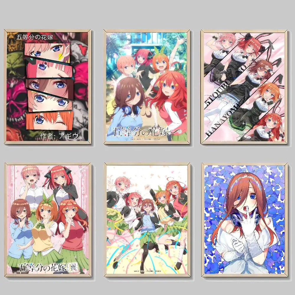 Hot Anime The Q-Quintessential Q-Quintuplets Klassisches Anime-Poster, wasserfester Papieraufkleber, Kaffeehaus, Bar, Zimmer, Wanddekoration