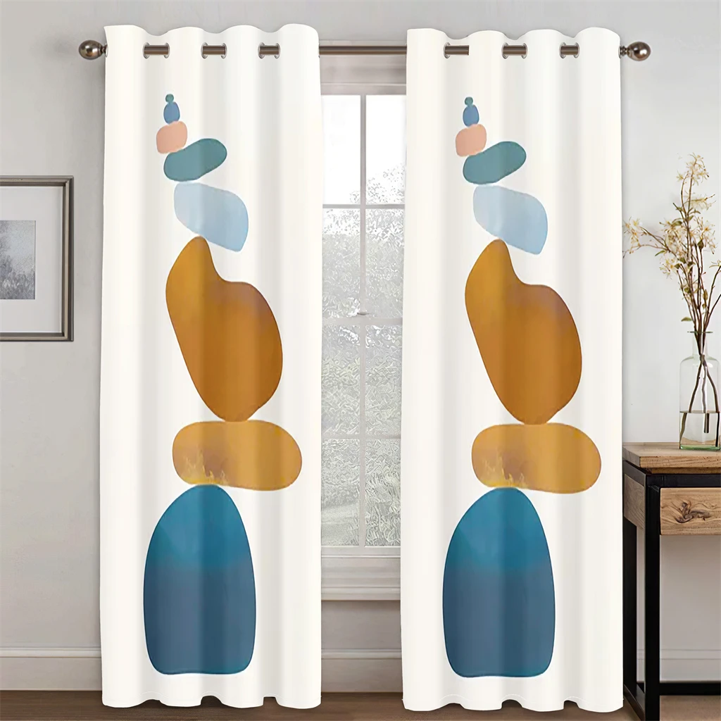 Modern Minimalist Style Colorful Creative Stone Print Curtains 2 Panels Living Room Bedroom kids Room Kitchen Bathroom Decor