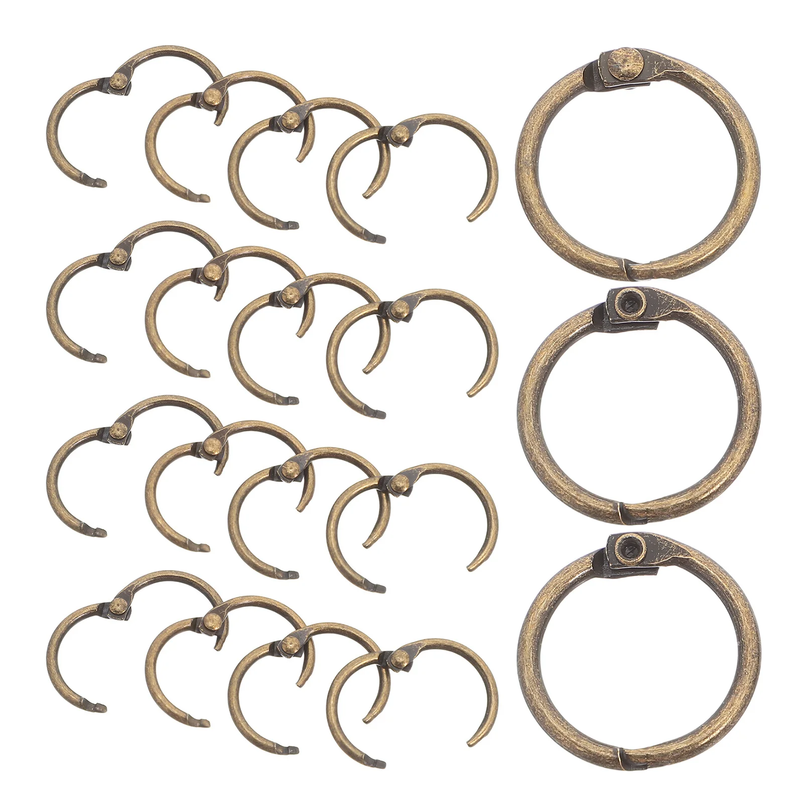 50Pcs Metal Loose Leaf Binder Rings Golden 20Mm Inner Diameter Mini Binder Buckle Rings for Paper Index Cards Notebooks Office