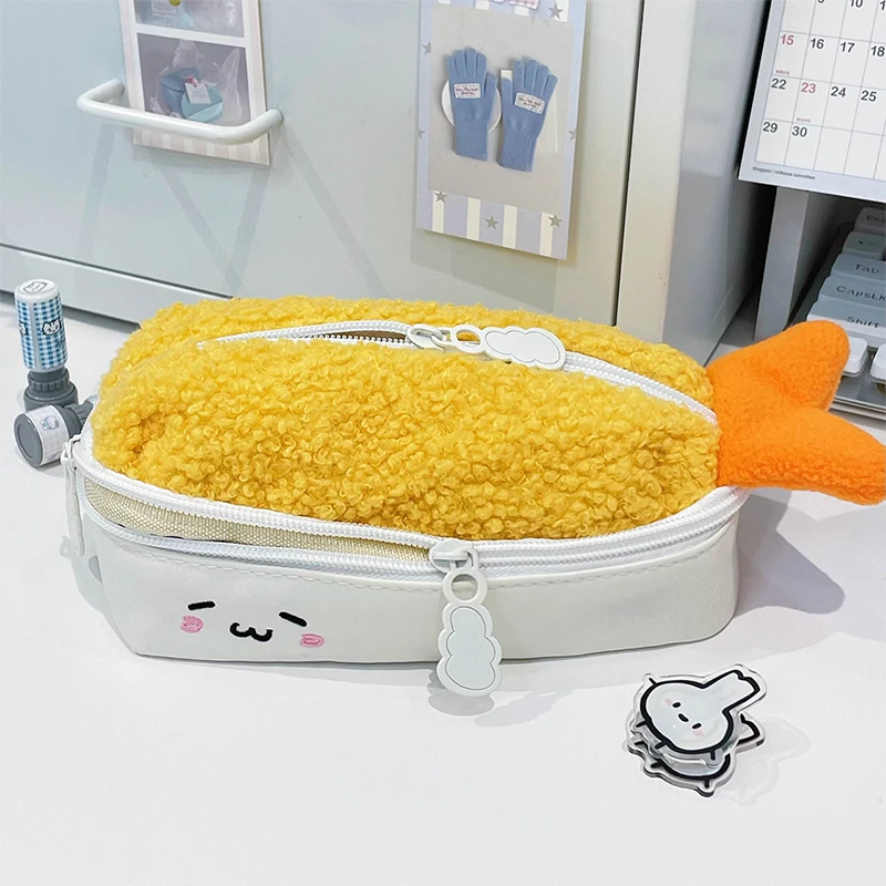 [SU]Fried Shrimp Pencil Case Stationery Box Female Elementary School Junior School Students Large-capacity Ins Wind High-value