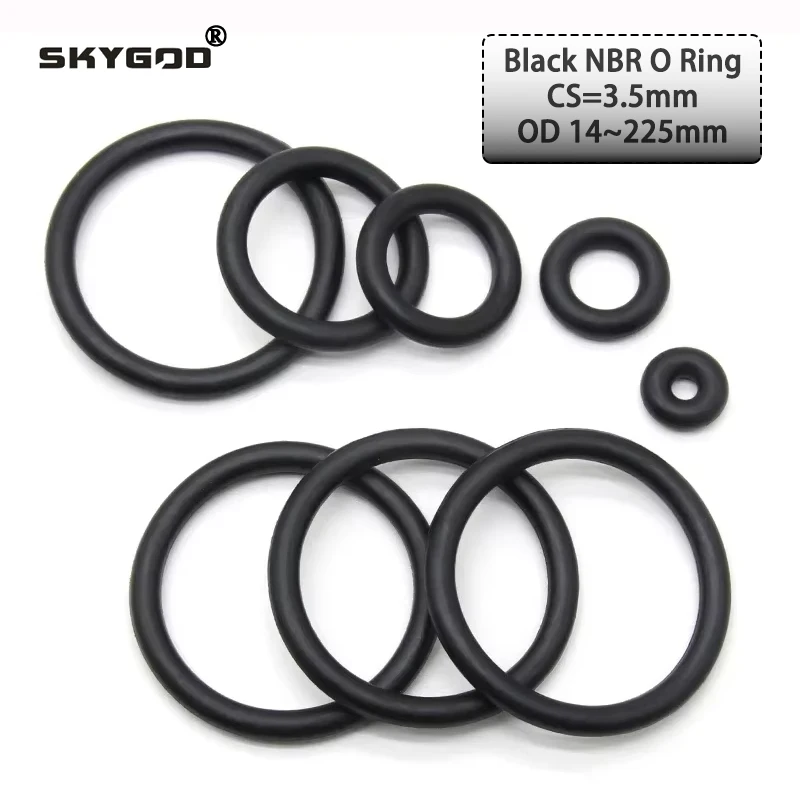 

10pcs NBR O Ring Seal Gasket Thickness CS 3.5mm OD 14~225mm Nitrile Butadiene Rubber Spacer Oil Resistance Washer Round Shape