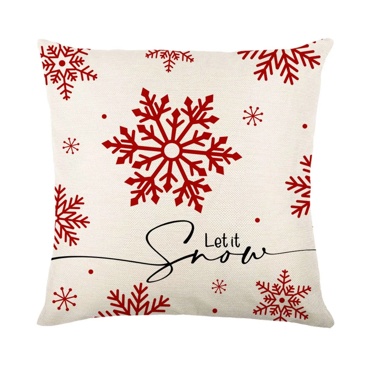Red Line Art Christmas Tree Snowflake Pillow Covers Set of 4, Winter Holiday Cushion Cases for Sofa Home Decor