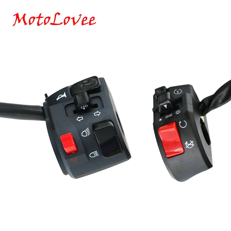 MotoLovee 22mm Motorcycle Switches Motorbike Horn Button Turn Signal Electric Fog Lamp Light Start Handlebar Controller Switch