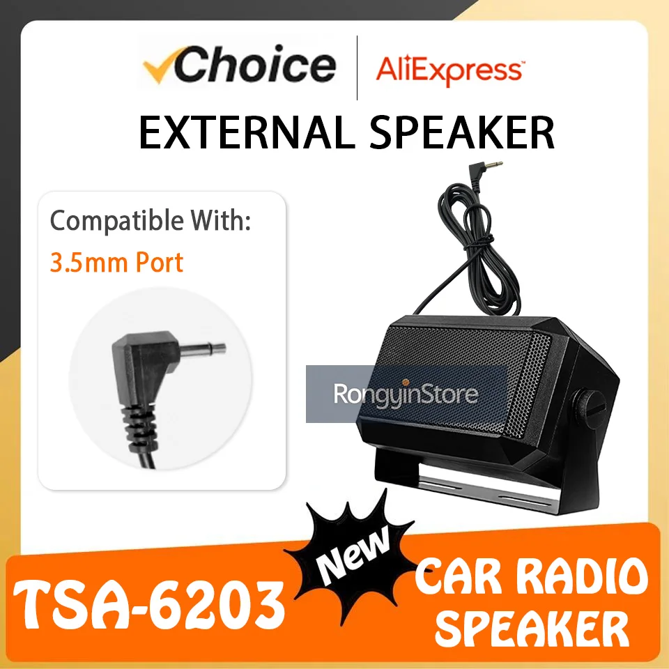 

Прямоугольный внешний коммуникационный динамик TSA-6203 для любительских радиостанций, 5 Вт, черный цвет, для всех раций с аудиоразъемом 3,5 мм