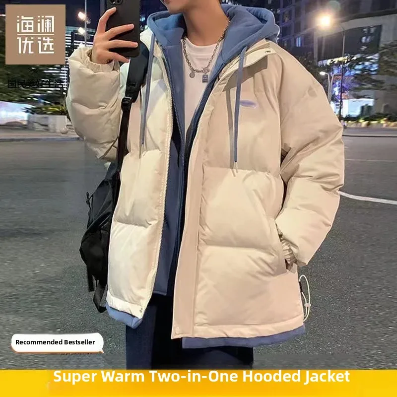 

Новая мужская утепленная зимняя куртка из флиса, модное хлопковое стеганое пальто, повседневное, приталенное, с капюшоном, на молнии