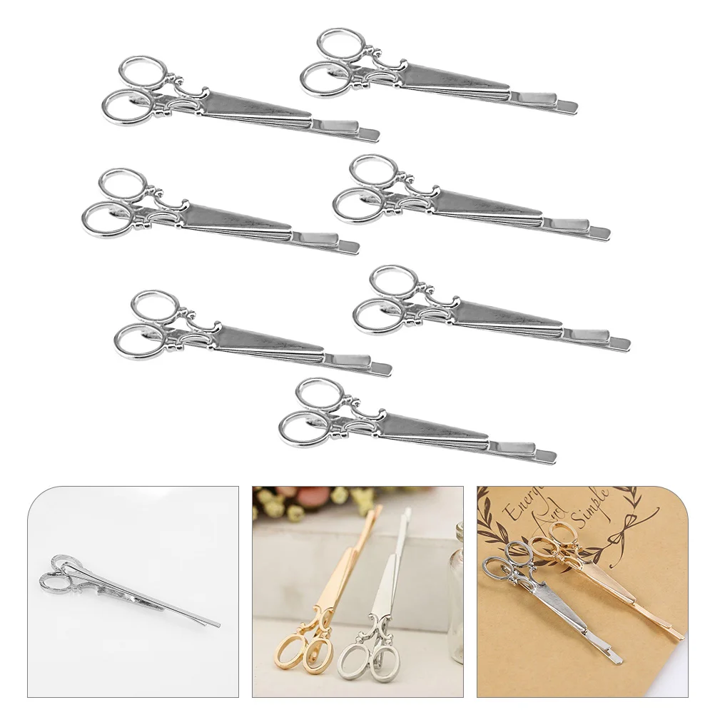 

7 Pcs Clips Silver Scissors Hair Barrette Scissors Barrette Accessories Women Styling Hair Clip For Daily Weddings Parties