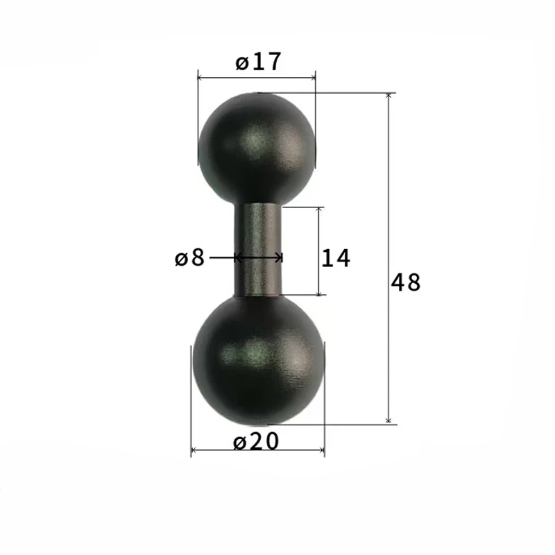 Benutzerfreundliche 17/20/25mm Aluminiumlegierung Doppelkugelkopf-Verbindungsstange - Tragbares Motorrad-Kamera-Halterungs-Transferzubehör – Detail 6