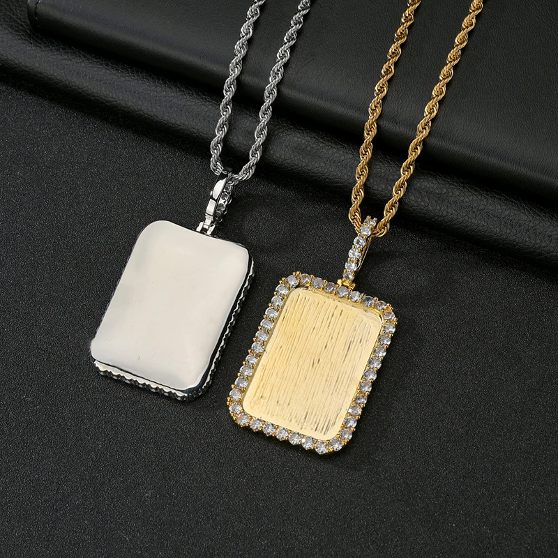 Black Myth Wukong Personalized Customize Photo Square Oval With Zircon Pendant Necklace Rope Chain Jewelry Women Girl Gift