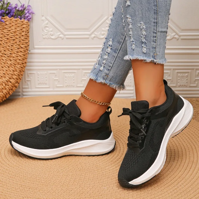 Mesh Low Heel Sneakers 2023 High Quality Lace-up Shoes Female Adult Mixed Colors Spring/Autumn Women's Vulcanize Shoes