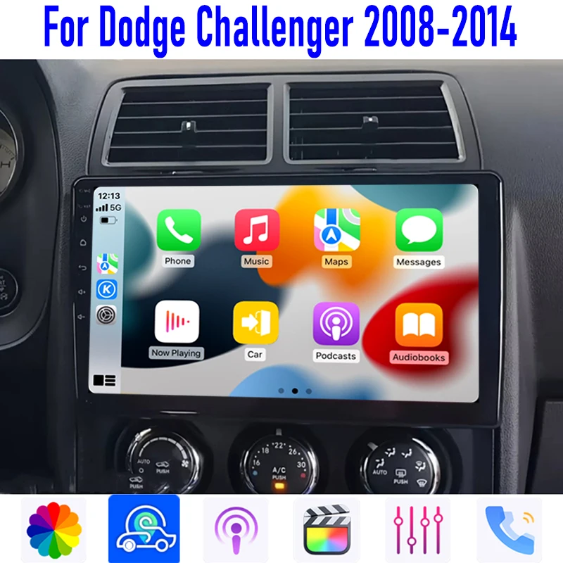 

10" For Dodge Challenger 2008-2014 Car Radio Head Unit Wireless Carplay Apple Android 13 Auto Intelligent System GPS WIFI 4-64GB